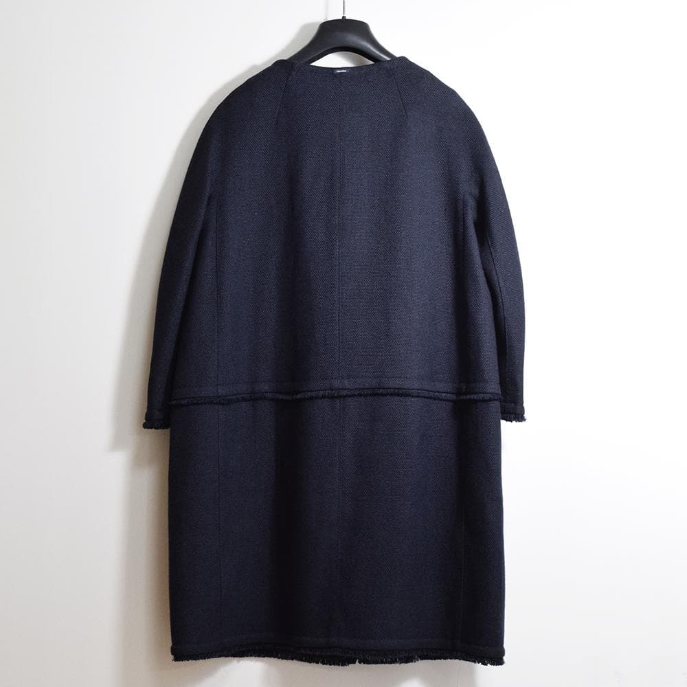 春夏 'S Max Mara リネン ノーカラーコート 40 ネイビー 7分袖
