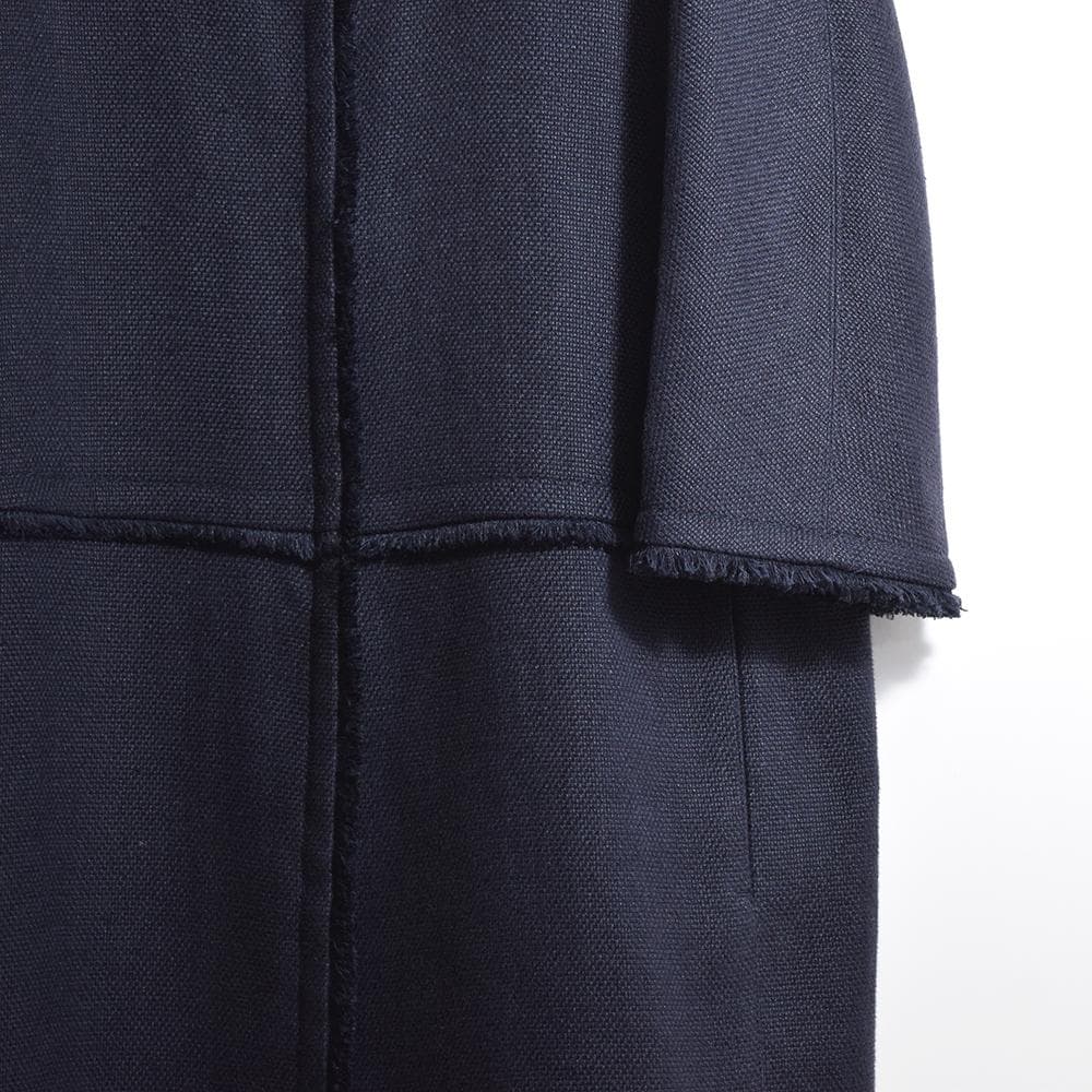 春夏 'S Max Mara リネン ノーカラーコート 40 ネイビー 7分袖