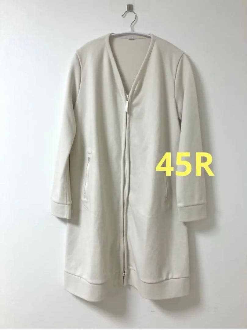 45R★ジップアップロングカーディガン★アイボリー