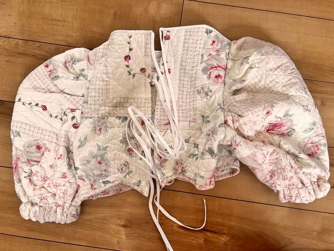 nude vintage キルト 花柄キルティングボリューム袖