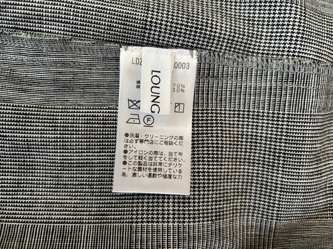 ラウンジドレス リネン混チェックジャケット 新品未使用