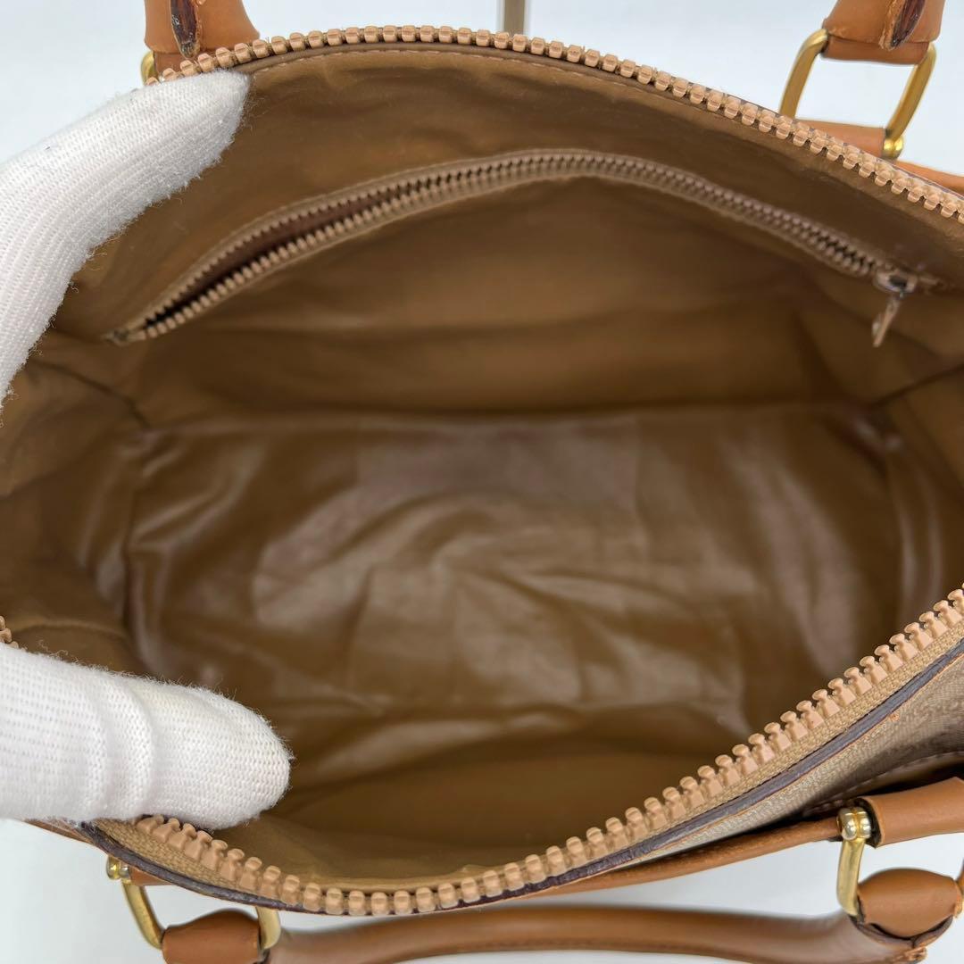 CELINE ハンドバッグ ミニボストン ホワイトマカダム柄 トリオンフ PVC
