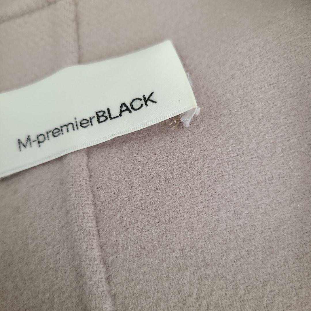 M-premier BLACK ショールカラーリバーベルテッドコート　used