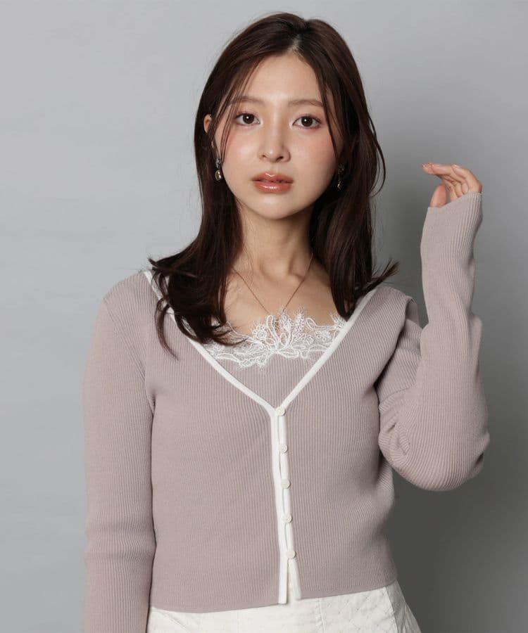 【新品】アプワイザーリッシェ　パイピングレースニットアンサンブル