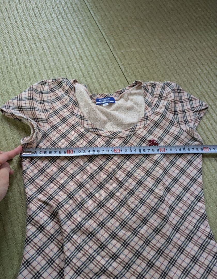 バーバリーブルーレーベル　ピンク チェック柄 半袖Tシャツ