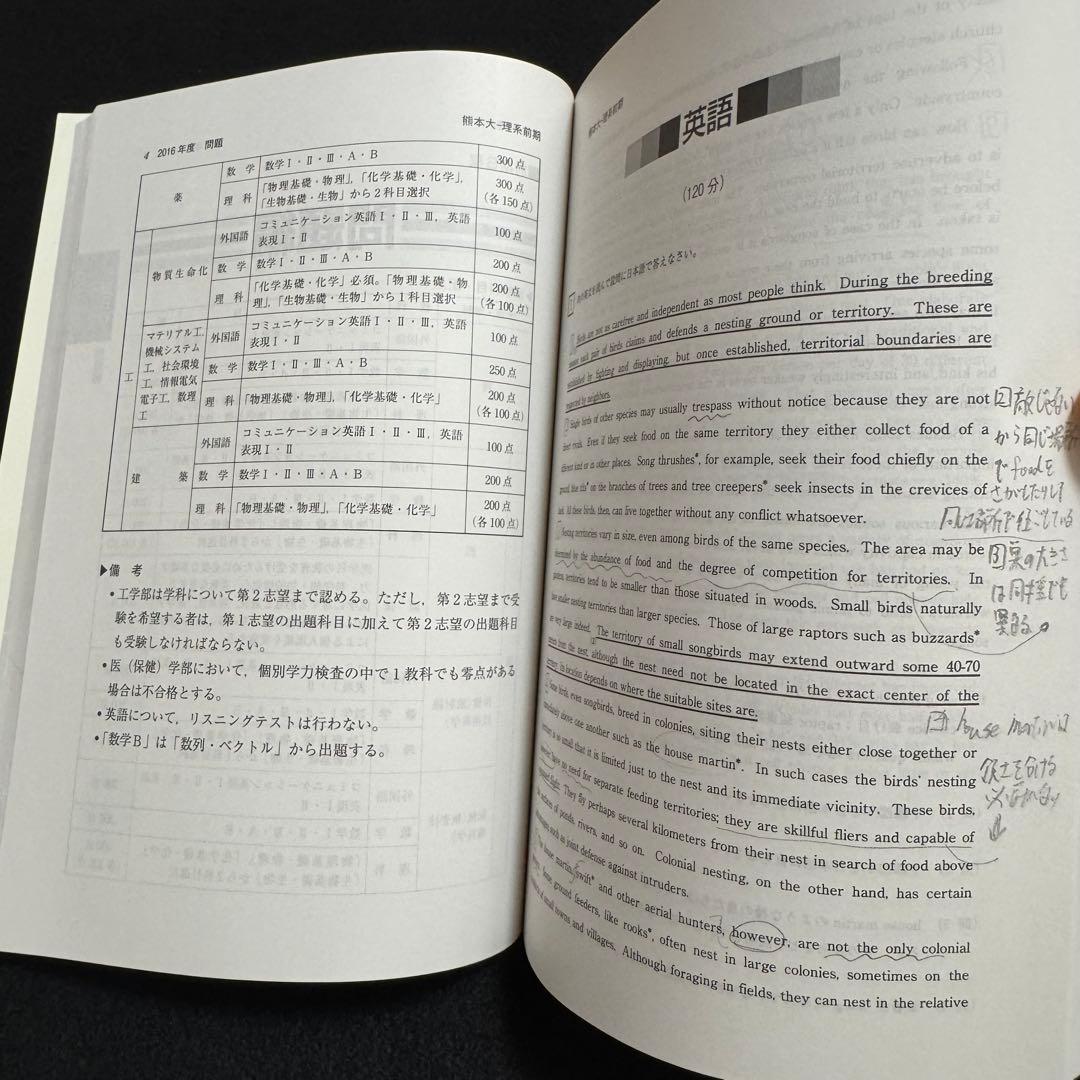 赤本　熊本大学　理系　医学部　2015年～2023年　9年分