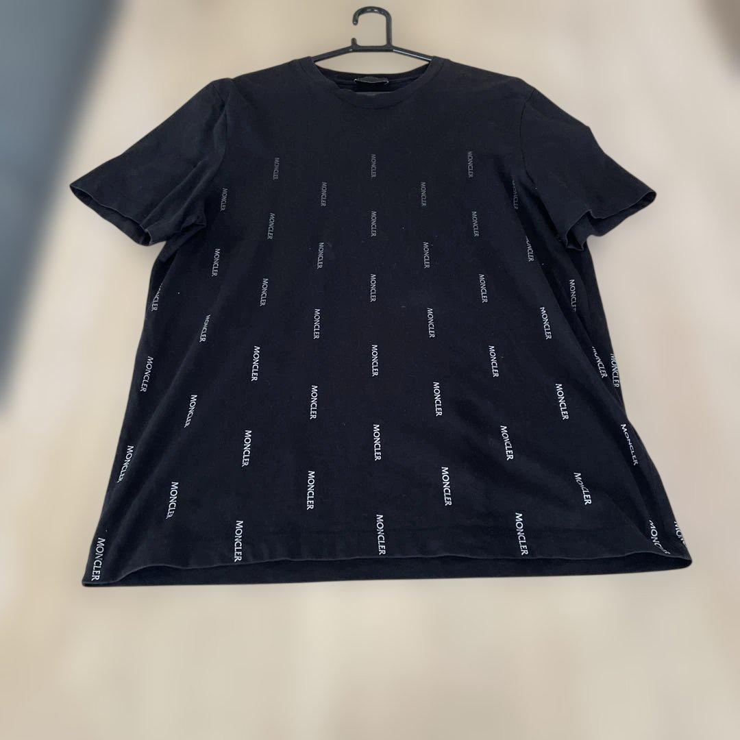 メンズ MONCLER ロゴプリント 半袖 Tシャツ 黒 トルコ製 Mサイズ