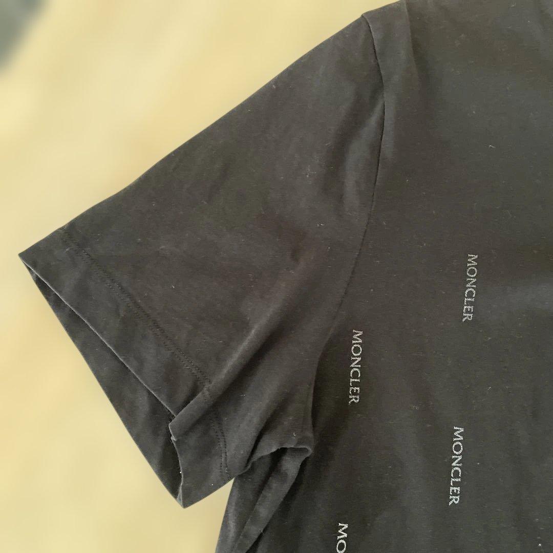 メンズ MONCLER ロゴプリント 半袖 Tシャツ 黒 トルコ製 Mサイズ