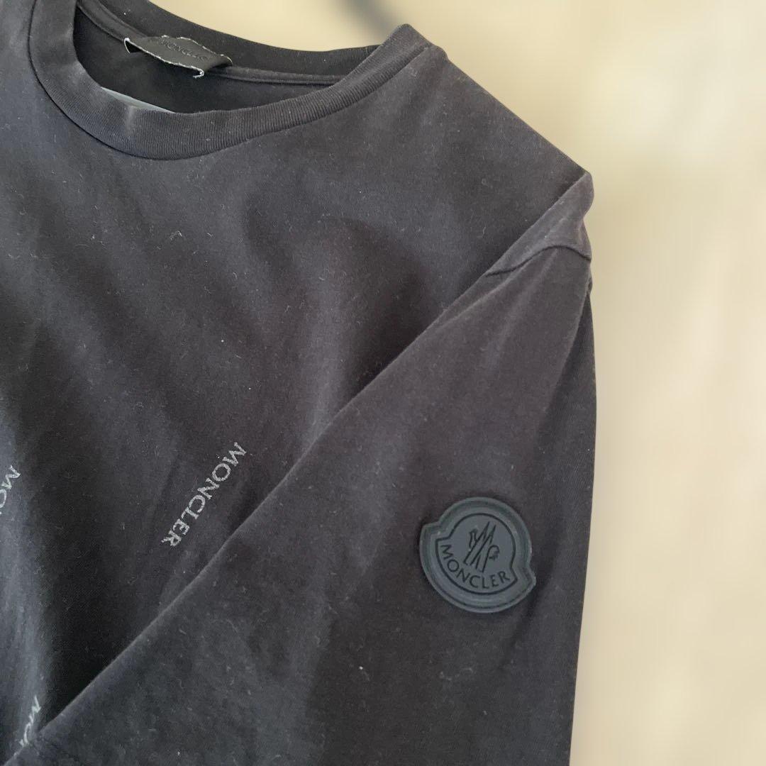 メンズ MONCLER ロゴプリント 半袖 Tシャツ 黒 トルコ製 Mサイズ