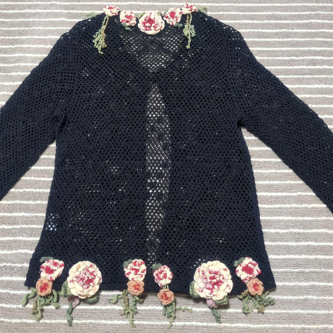 ッ*ト様 【W】ワンダフルワールド　カネコイサオ　カーディガン　花モチーフ　黒系