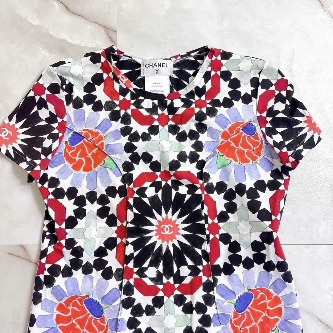 美品　シャネル　ココマーク　総柄　ナイロン　Tシャツ　シャツ　サイズ38