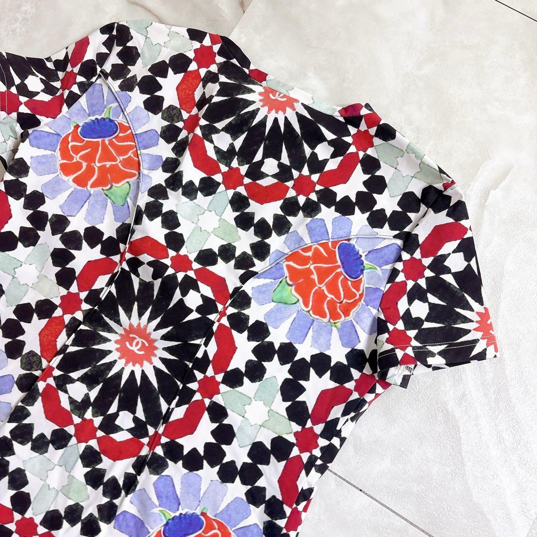 美品　シャネル　ココマーク　総柄　ナイロン　Tシャツ　シャツ　サイズ38