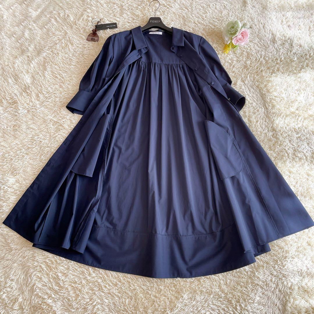 完売品✨ FOXEY NEW YORK ワンピース アイリーン 洗える ネイビー