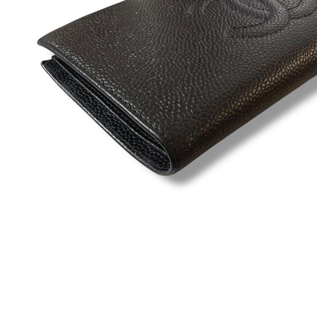 CHANEL シャネル キャビアスキン ヴィンテージ 長財布 がま口 ブラック