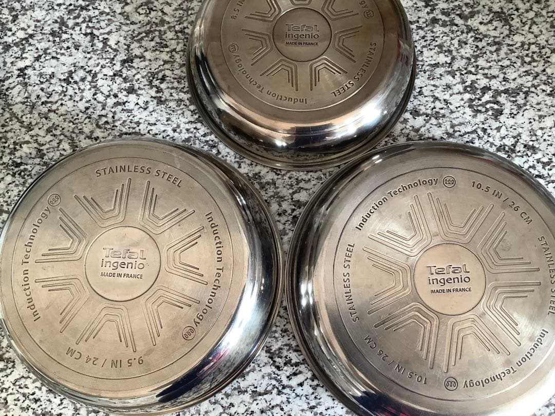 Tefal インジニオ 鍋3つセット ハンドル2つ ステンレス IH