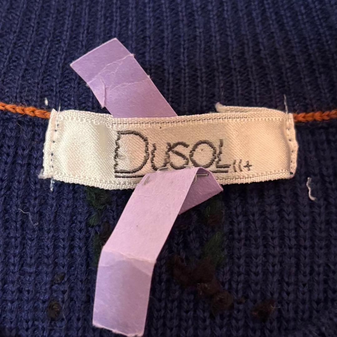 レトロ ヴィンテージ カーディガン 花柄 刺繍 ウール100% Dusol
