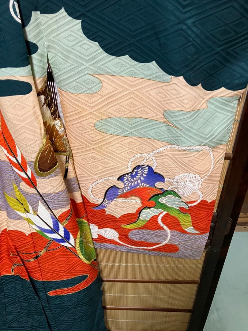 お宮参り　男の子　正絹　金糸　銀糸　祝い着　掛け着　七五三