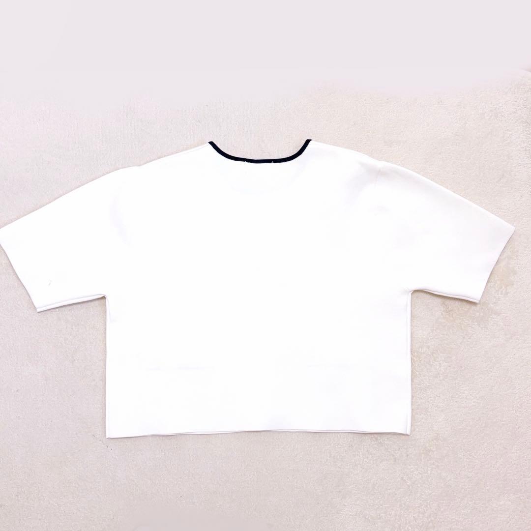 【美品】ノーリーズ　ミラノリブ半袖ジャケット　ニット　ホワイト