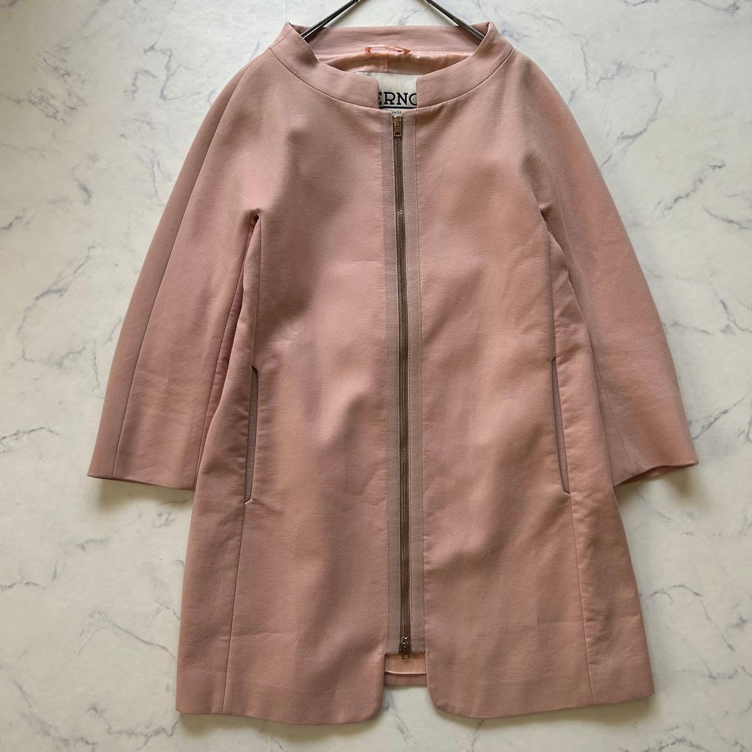 ヘルノ 近年モデル ダブルジップ ロングコート スプリングコート ゴールド金具
