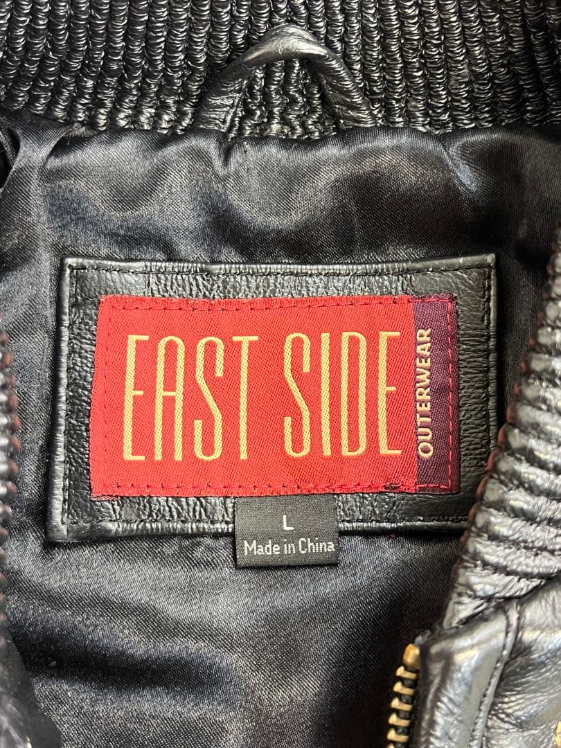 EAST SIDE NEW YORK 総柄刺繍 レザージャケット 黒 L MA1