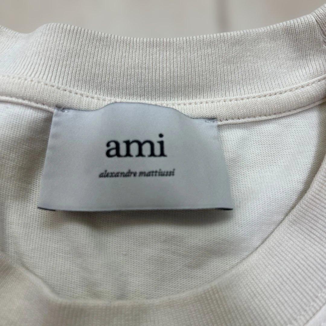 ami paris クリーム色 Tシャツ ハート刺繍