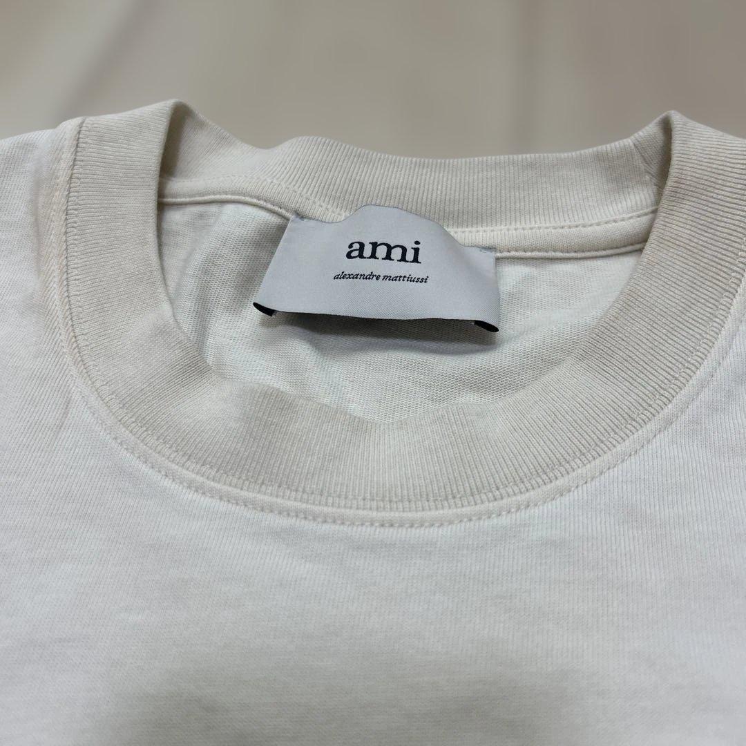 ami paris クリーム色 Tシャツ ハート刺繍