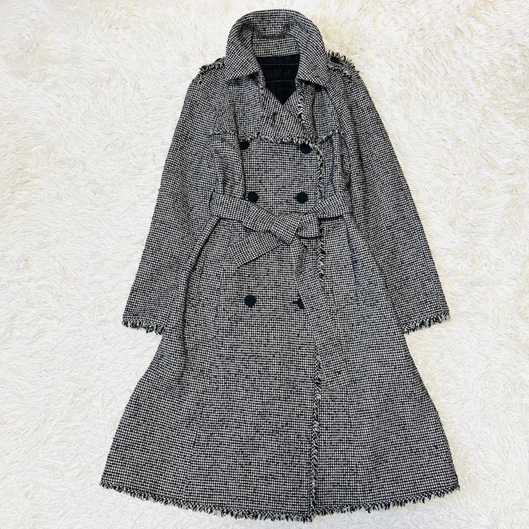TO BE CHIC 千鳥格子柄ツイードトレンチコート シルクブレンド 40/L