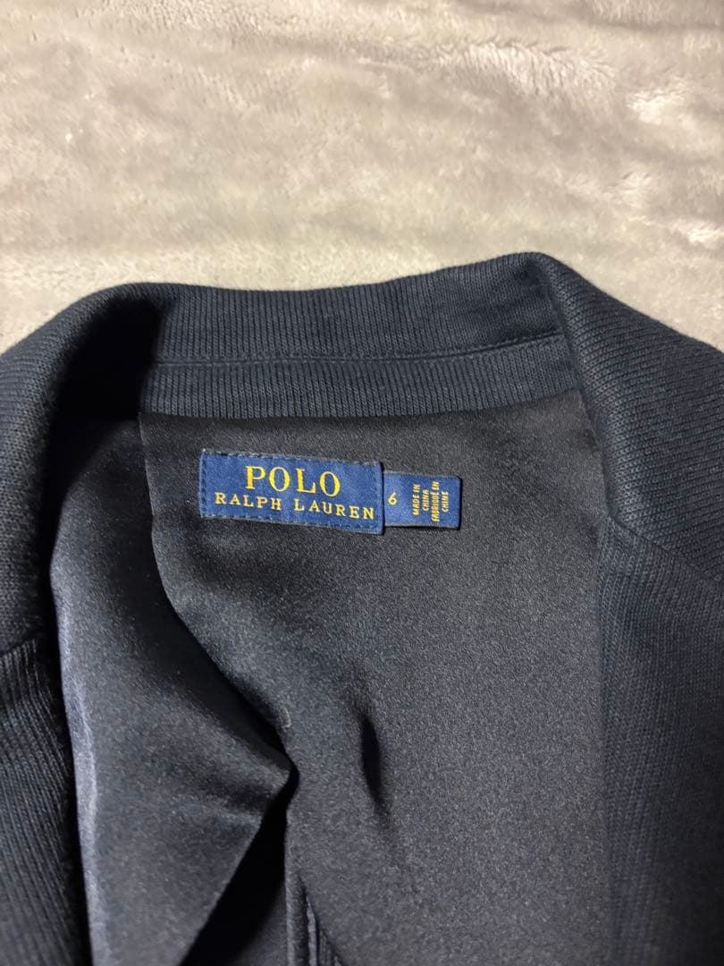 ポロラルフローレン レディース ニットコットンブレザー 6 L 紺金 POLO