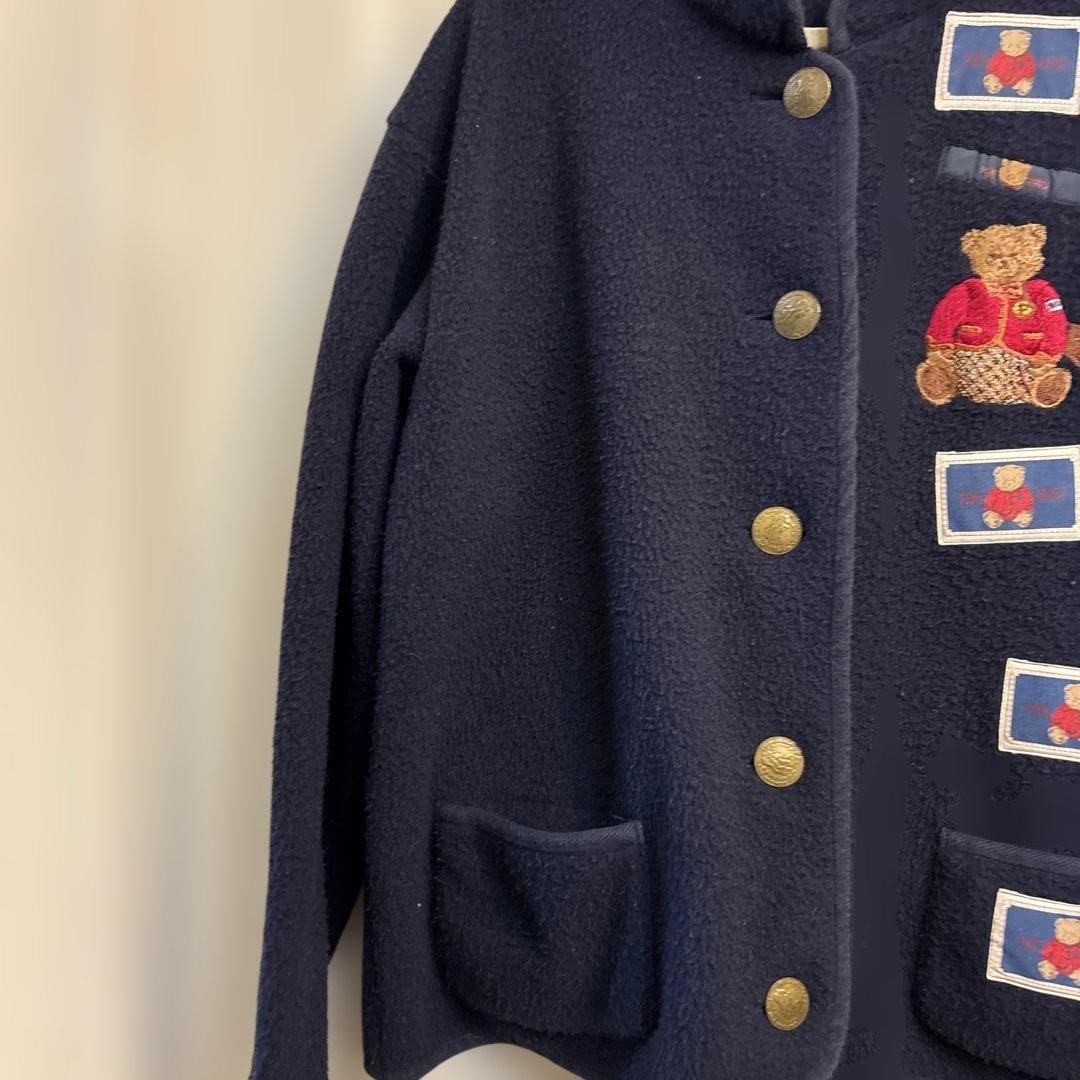 ピンクハウスネイビー フリースジャケット クマ刺繍　ヴィンテージ品