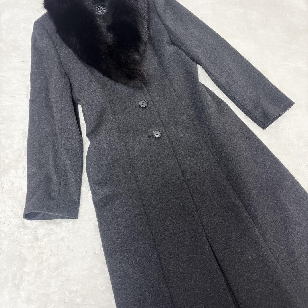 Pure Cashmere カシミヤ ロングコート ブルーフォックス ファー