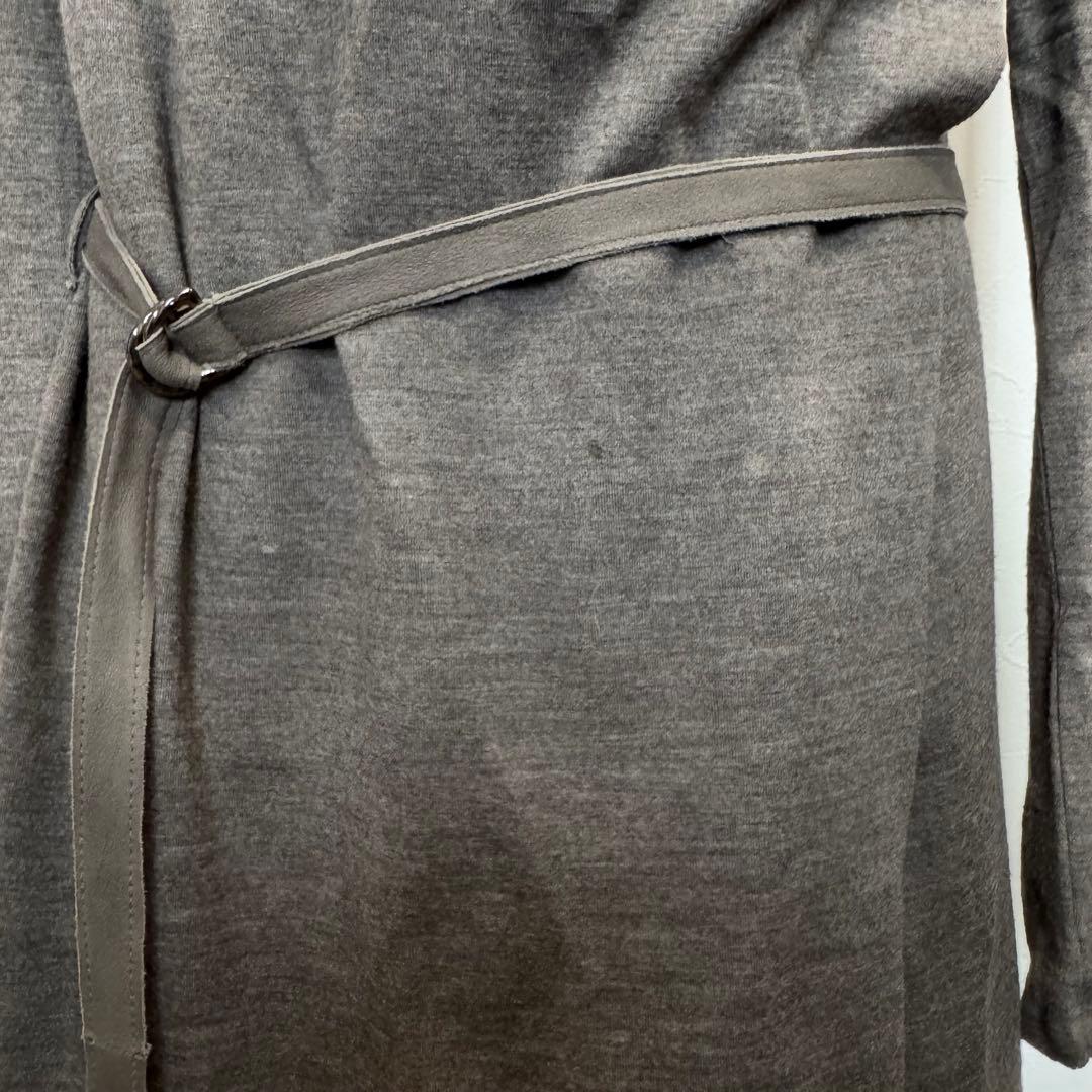 USA製《HELMUT LANG》ショールカラーカーディガン(S)グレー 羊革