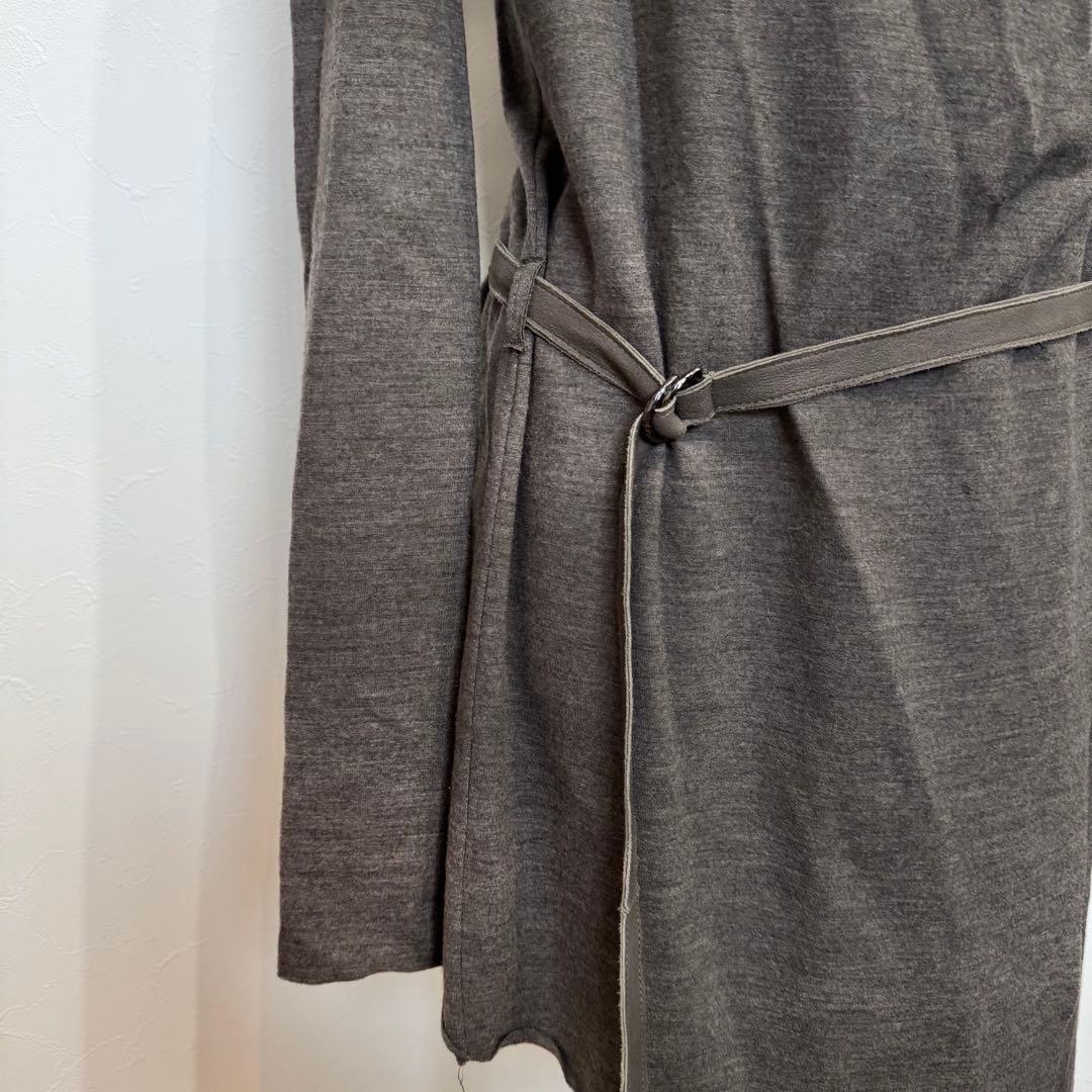 USA製《HELMUT LANG》ショールカラーカーディガン(S)グレー 羊革