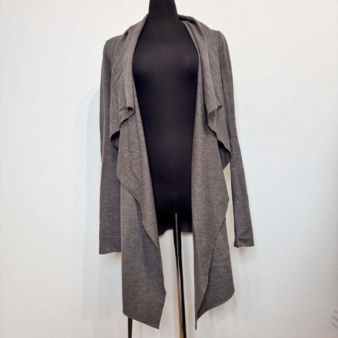 USA製《HELMUT LANG》ショールカラーカーディガン(S)グレー 羊革