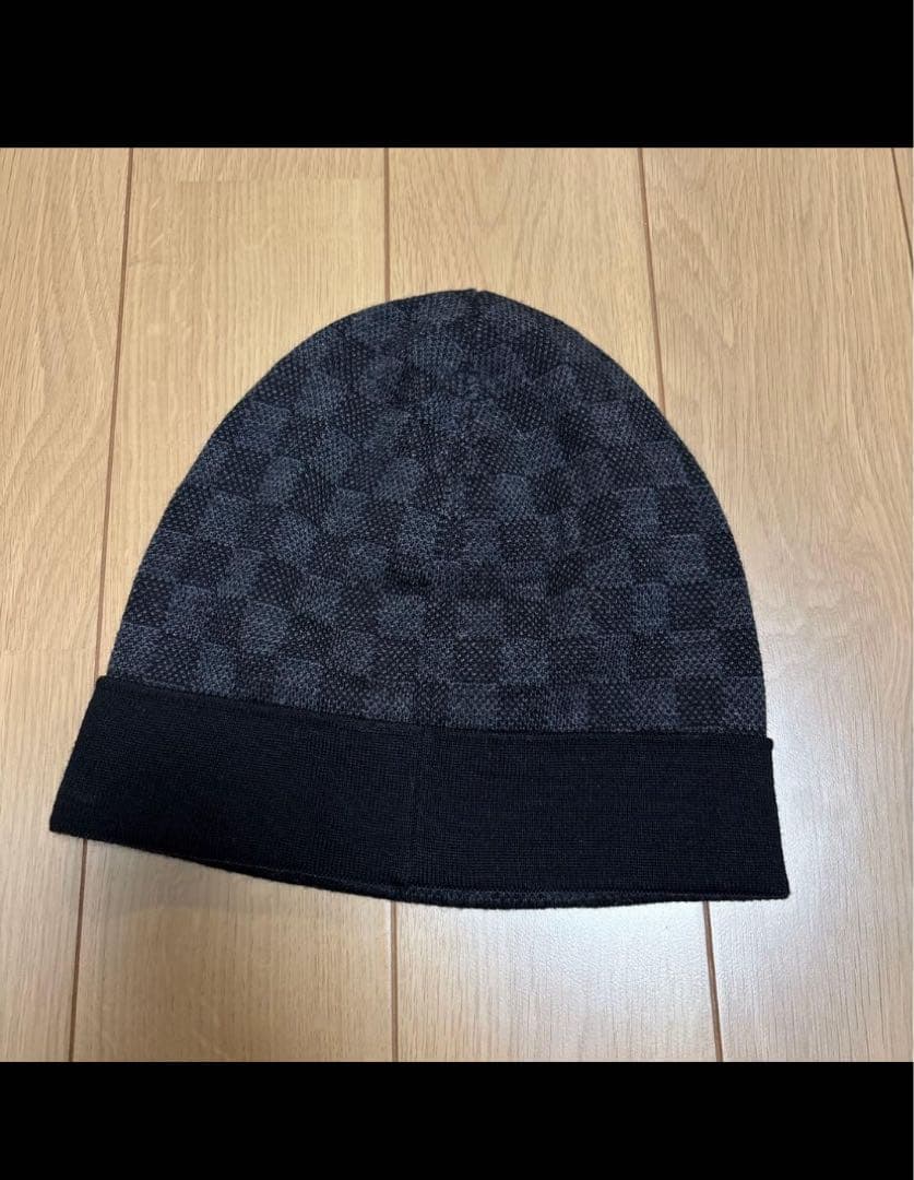 LOUIS VUITTON チェック柄ニット帽 ブラック最終値下げ