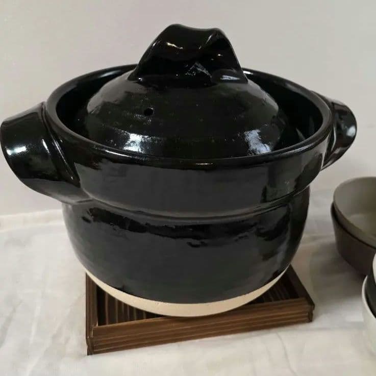 信楽焼 ごはん鍋 5合炊き 黒釉 御飯鍋 ふっくら！土鍋