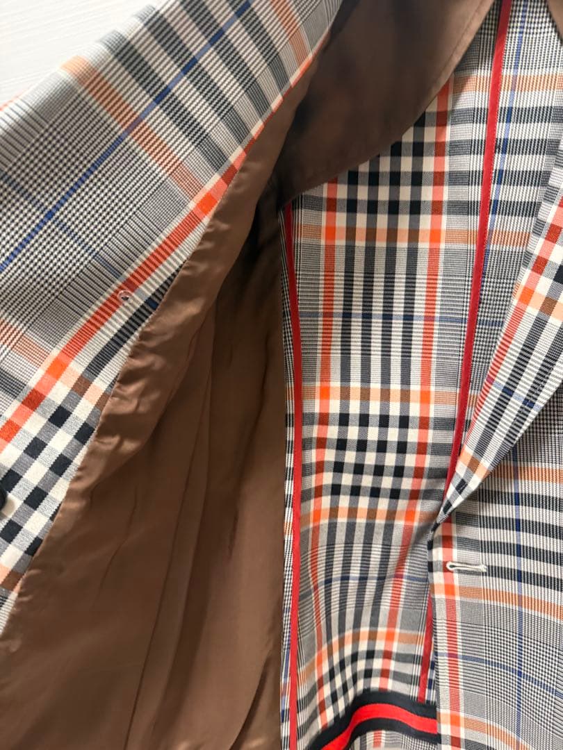 新品✨ダブルスタンダード 先染めチェックジャケット オレンジ 春秋アウター