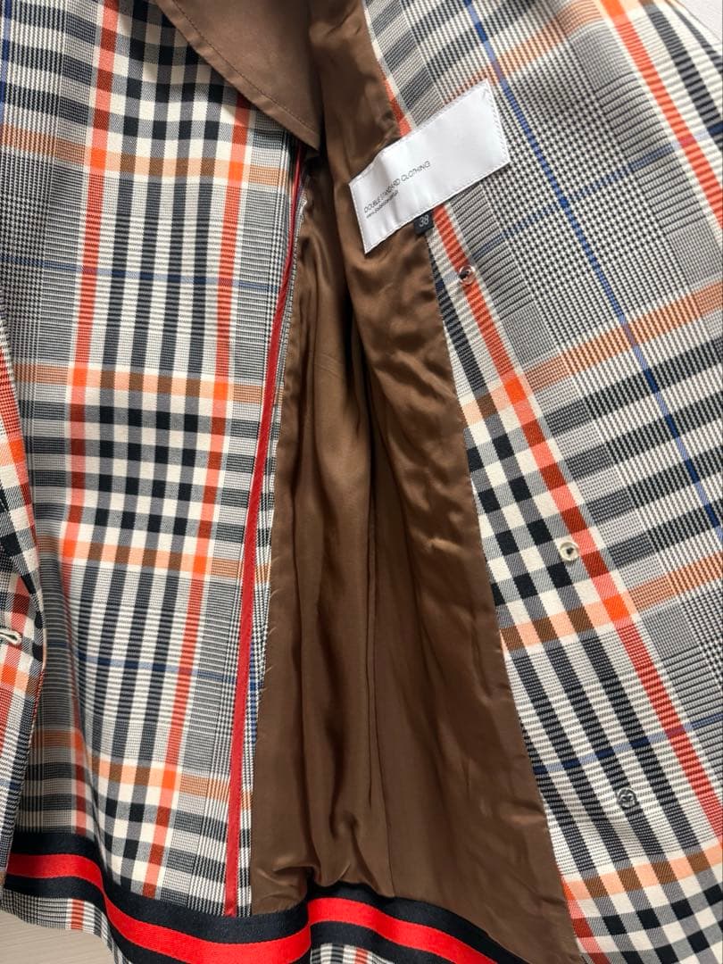 新品✨ダブルスタンダード 先染めチェックジャケット オレンジ 春秋アウター