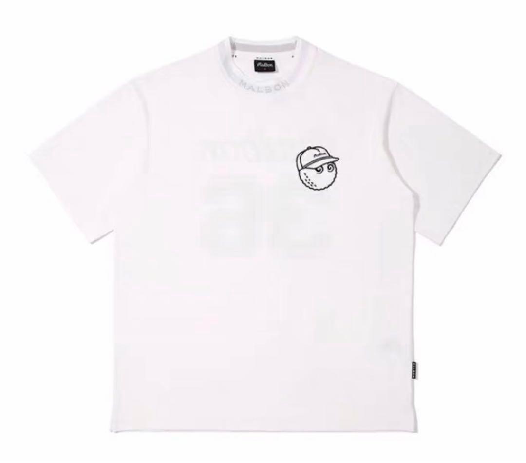 M マルボンゴルフ MALBON GOLF 　シャツ　モックネック　白　即日