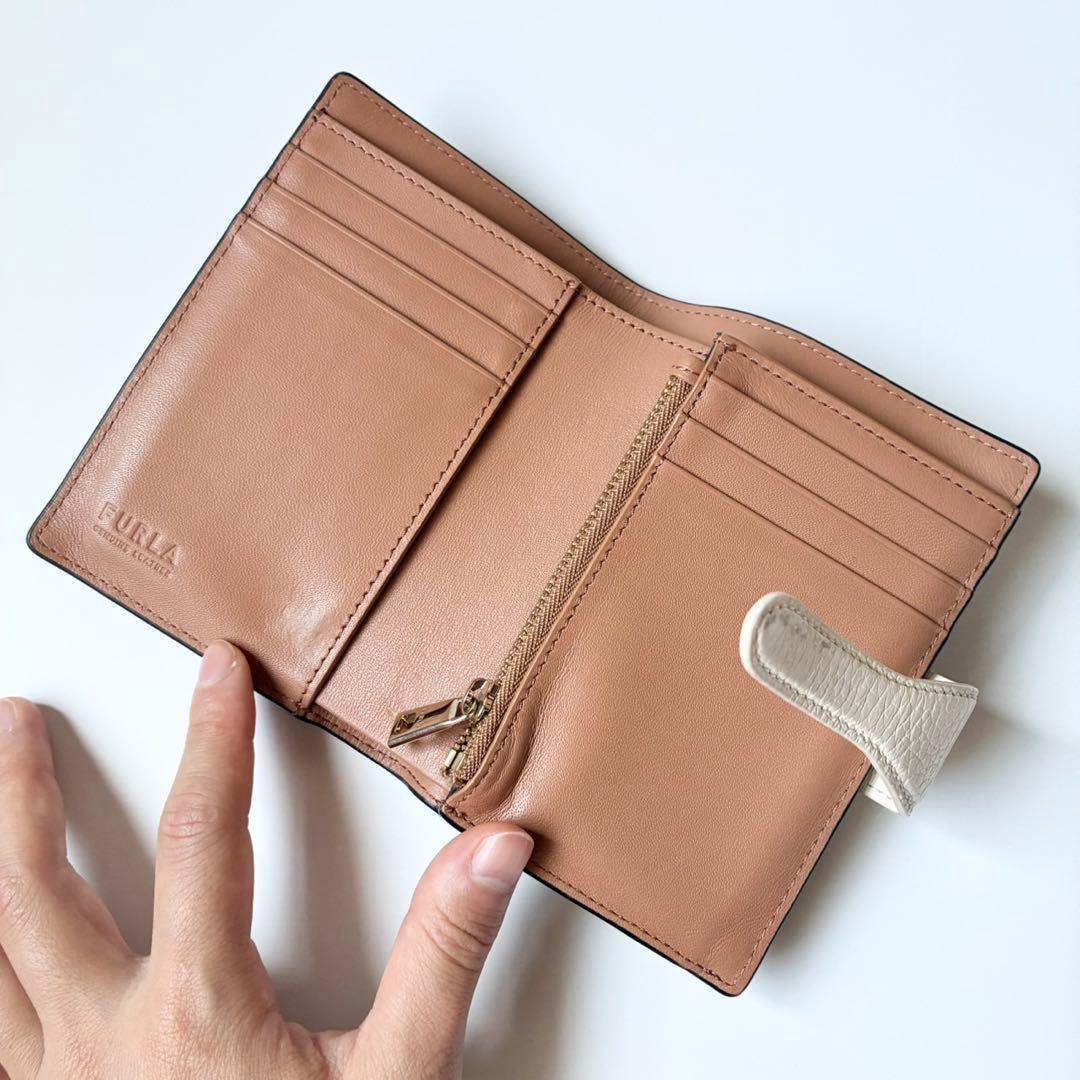 【極美品】FURLA 二つ折り財布 ソフィア グレイニー べっ甲 黒 レザー