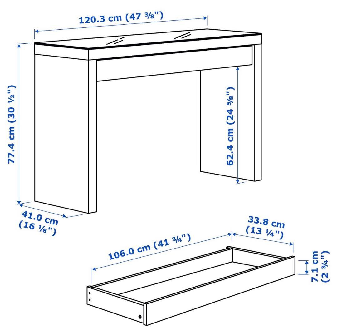 IKEA MALM マルム ドレッサー（ホワイト）鏡台・デスク