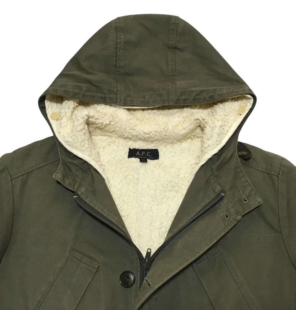A.P.C. アーペーセー 裏ボアライナー付 モッズコート モスグリーン XS