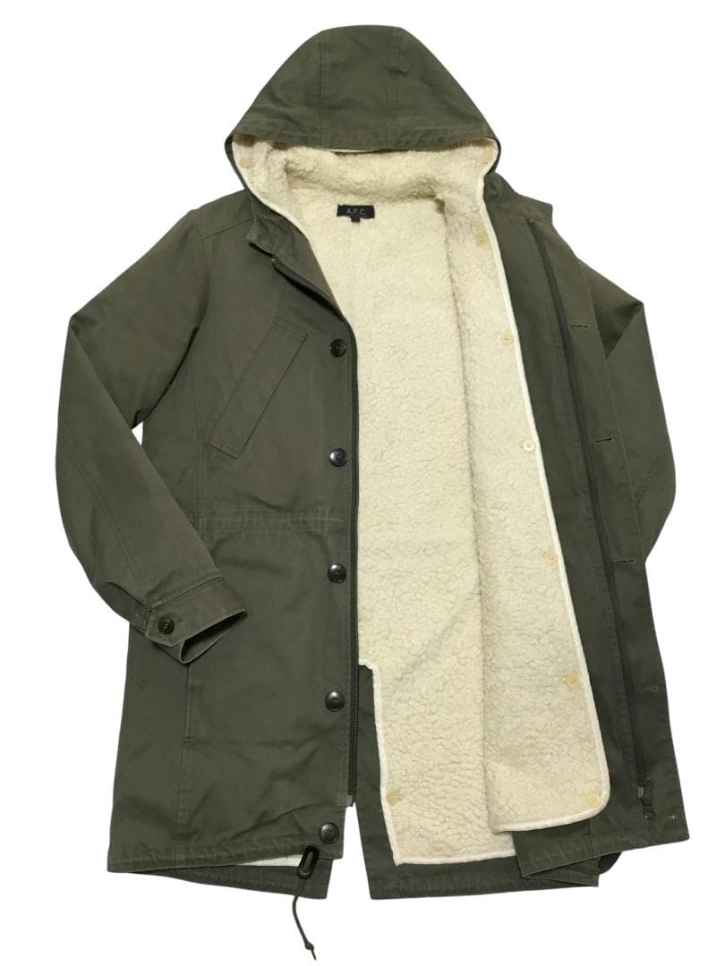 A.P.C. アーペーセー 裏ボアライナー付 モッズコート モスグリーン XS