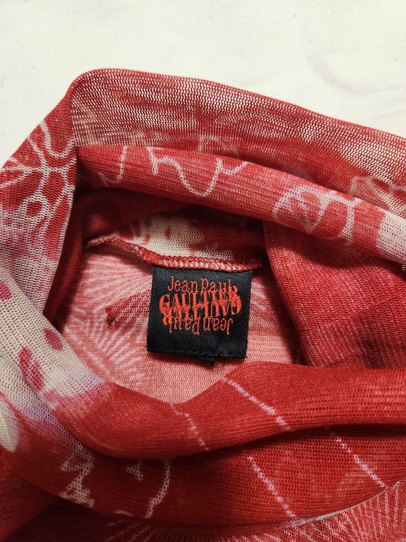 【極美品】Jean Paul Gaultier 赤花柄パワーネットカットソー