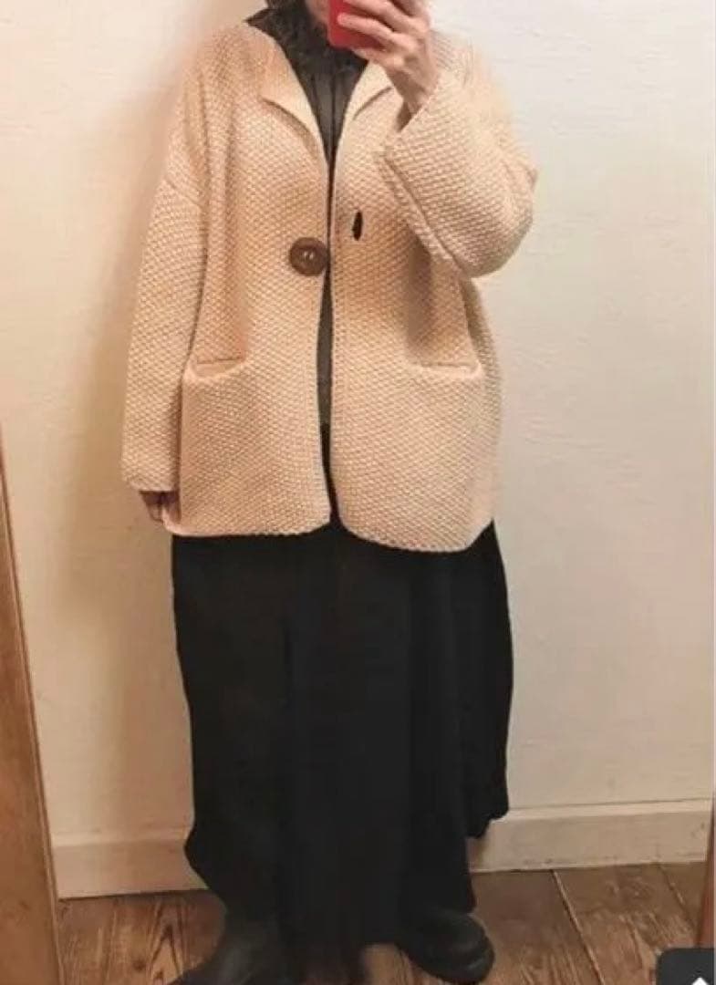 ichi イチ　鹿の子編み　カーディガン　ざっくりニット