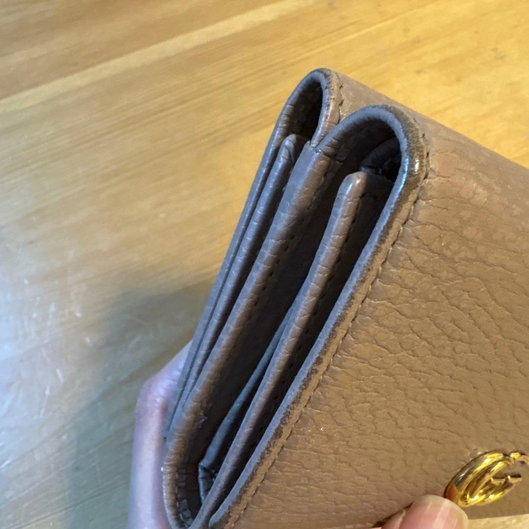 GUCCI ピンクベージュ　三つ折り財布　レザー