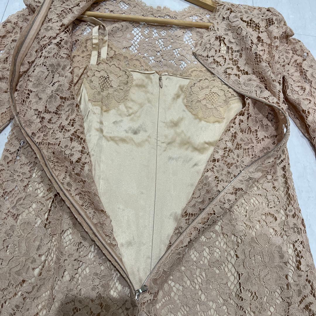 Mimi さん専用　ドルガバ　44 ベージュ フラワーレース 長袖 ワンピース