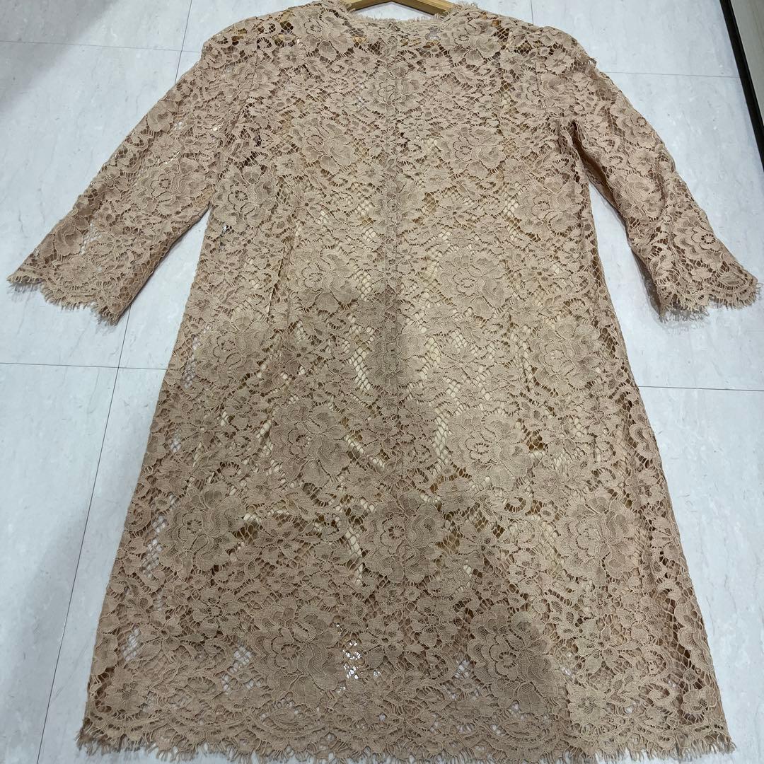 Mimi さん専用　ドルガバ　44 ベージュ フラワーレース 長袖 ワンピース