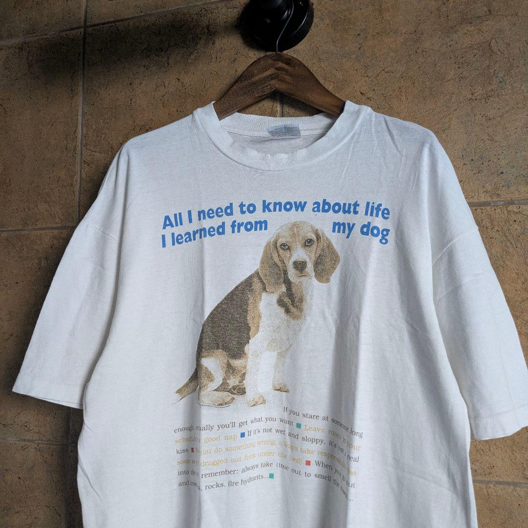 90s USA製 　アニマル　犬Tシャツ シングルステッチ　L