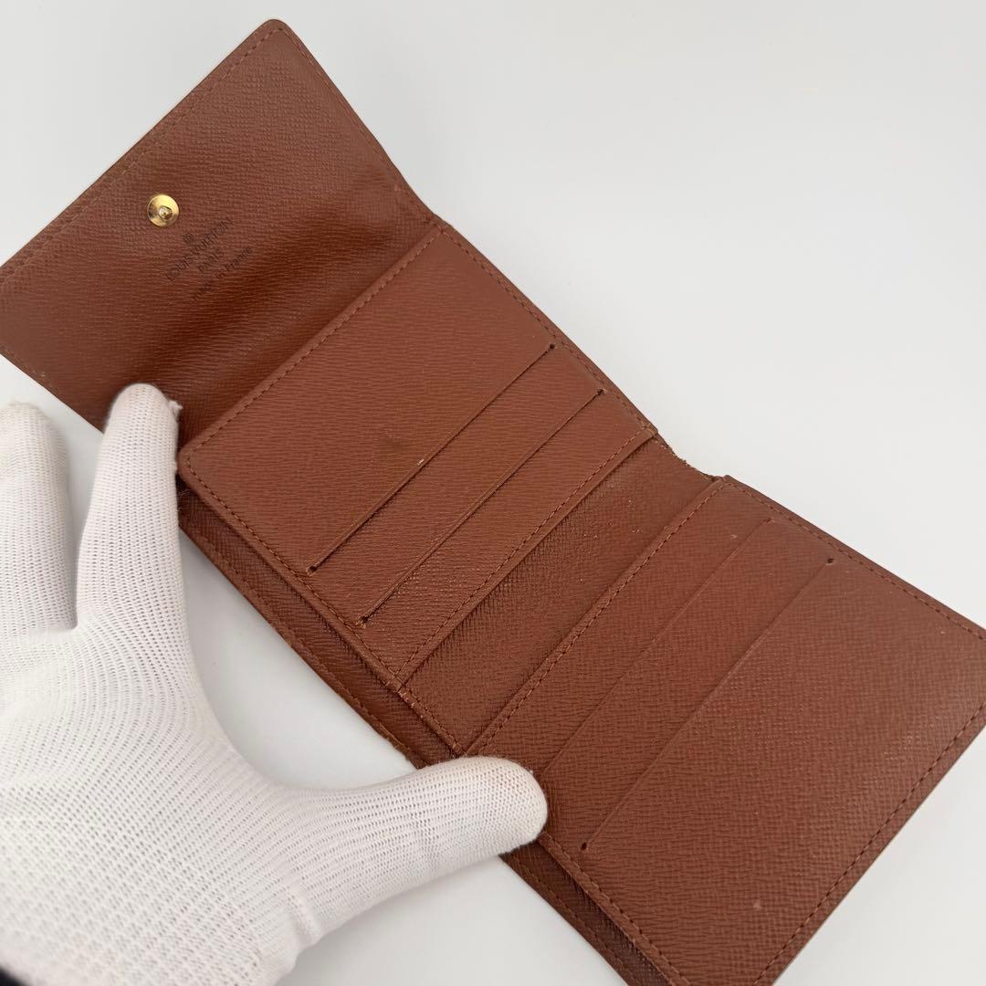 【美品】 ルイヴィトン ポルトモネビエカルトクレディ モノグラム 三つ折り財布