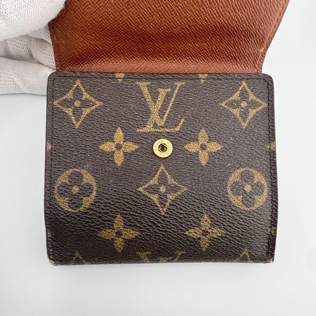 【美品】 ルイヴィトン ポルトモネビエカルトクレディ モノグラム 三つ折り財布
